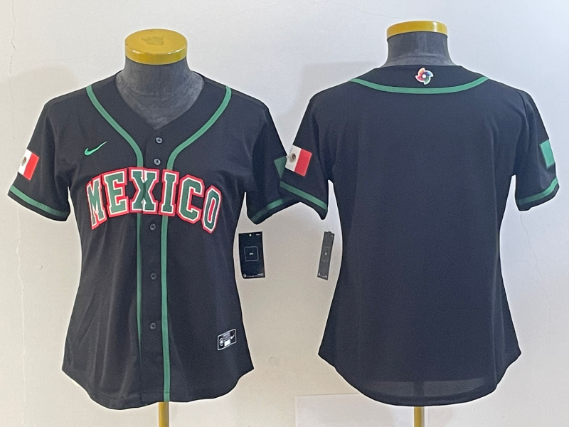 Youth Mexico Baseball Blank 2023 Black World Baseball Classic Stitched Jersey